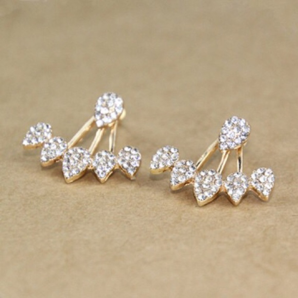 🆕Gold Crystal Water Drop Stud Earrings - Picture 2 of 2